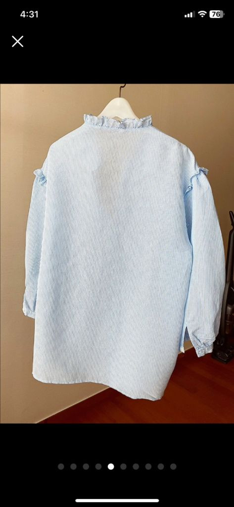 자라 핀스트라이프 프릴 블라우스--4