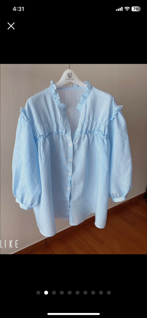 자라 핀스트라이프 프릴 블라우스--1