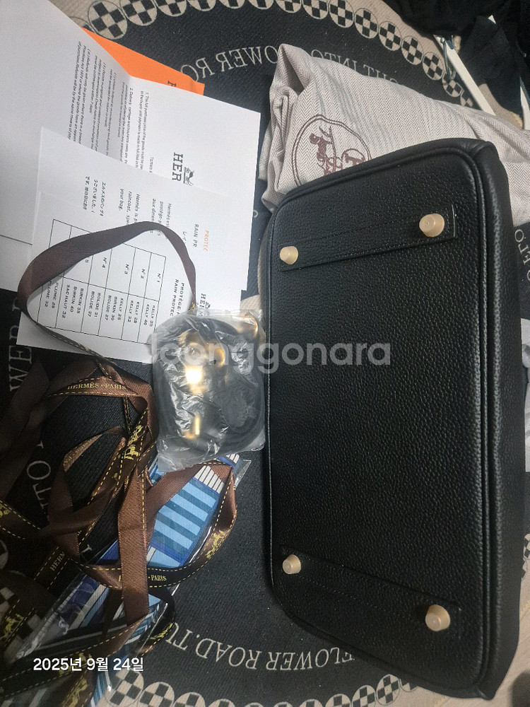 에르메스 검금 버킷백--3