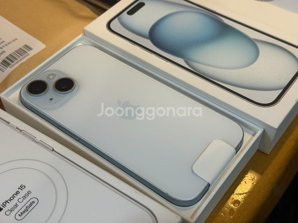 아이폰15 블루 128GB 배터리 100%+정품케이스--0