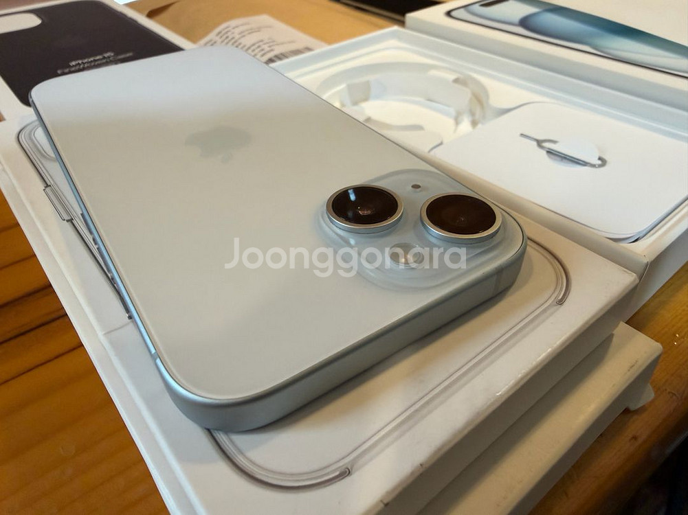 아이폰15 블루 128GB 배터리 100%+정품케이스--7