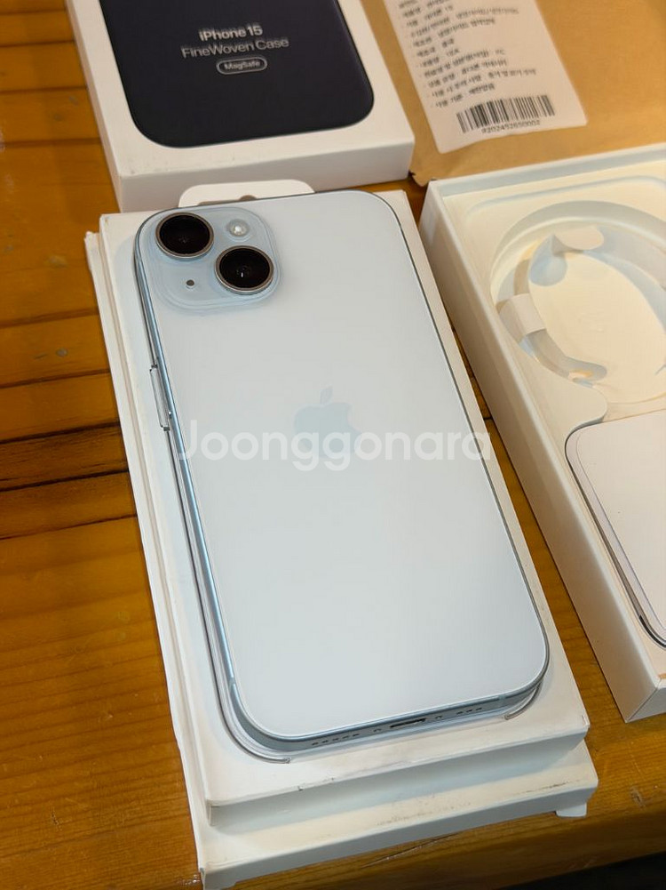 아이폰15 블루 128GB 배터리 100%+정품케이스--8