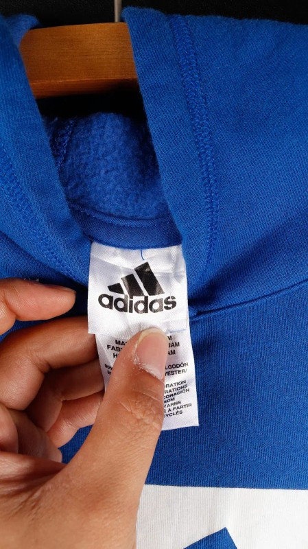 [XL] 아디다스 삼선 블루 후드티--2