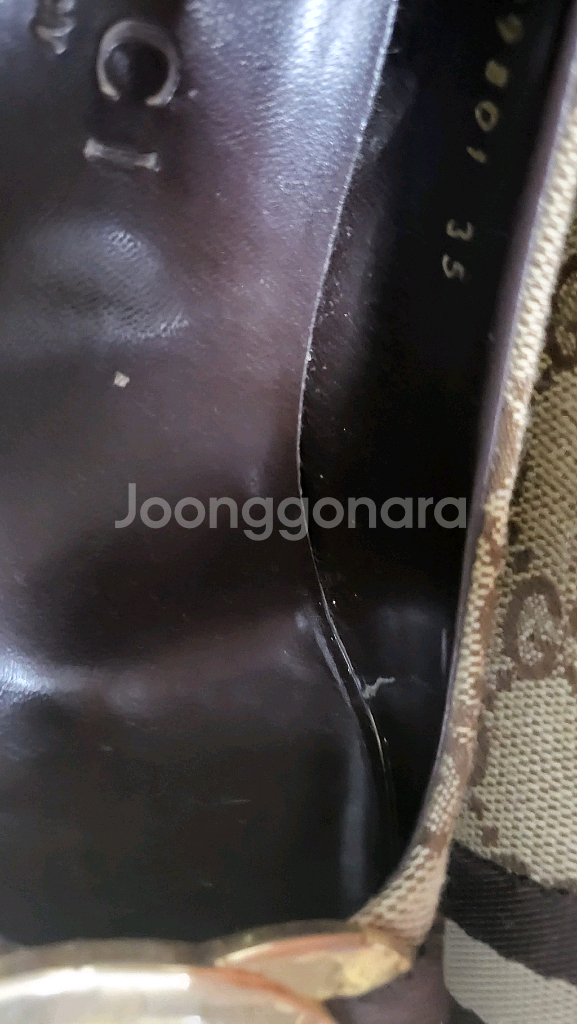 구찌 로고 브라운 펌프스 힐 220--3