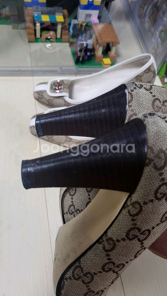 구찌 로고 브라운 펌프스 힐 220--5