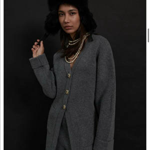 매니모어몽 이중지 자카드 가디건