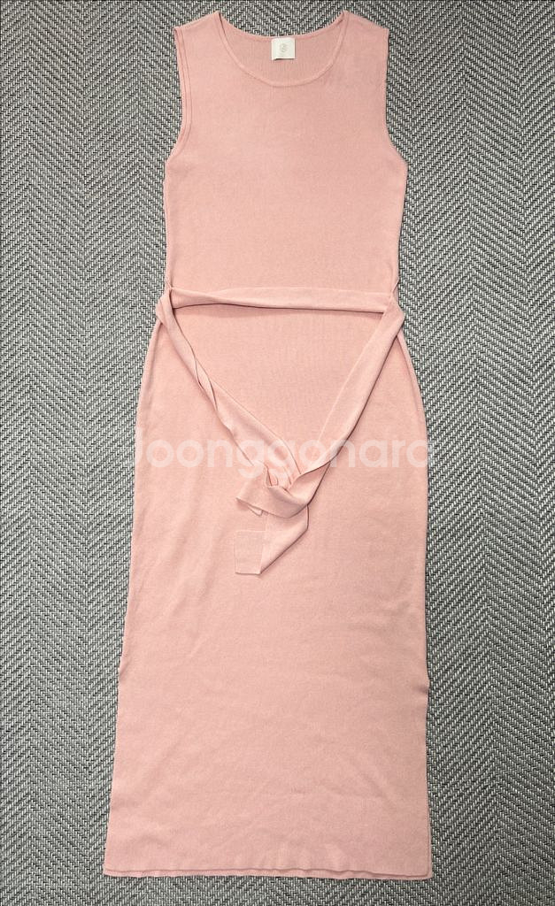 유메르 핑크 민소매 니트 롱 원피스 정품--0