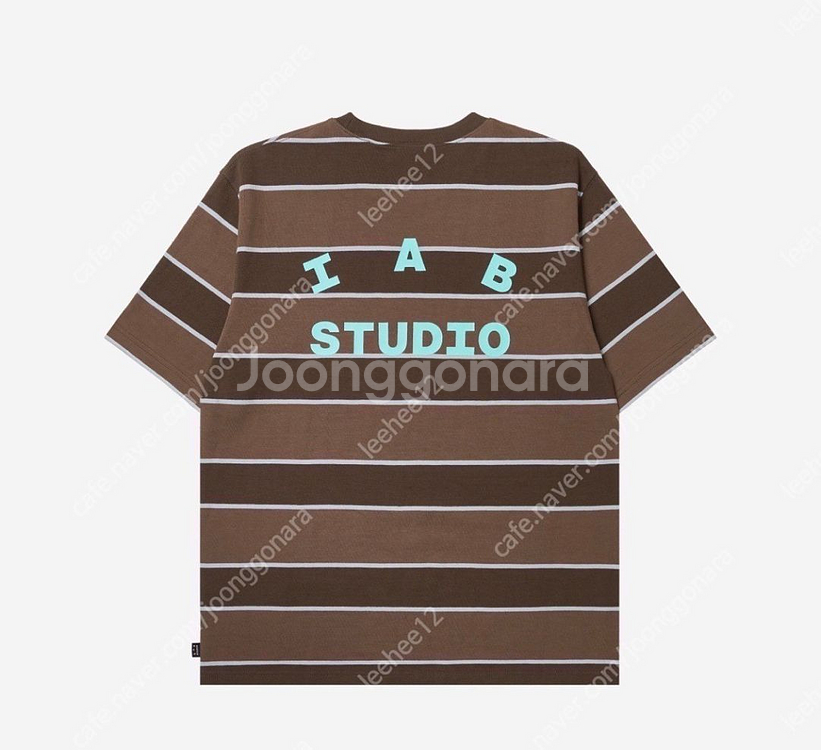 L 아이앱 스튜디오 스트라이프 브라운 반팔 새상품--0