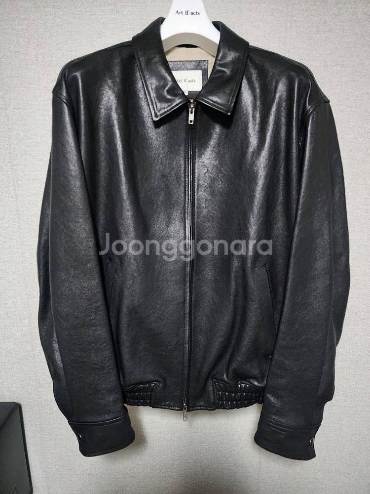 [XL][1회착] 아트이프액츠 램스킨 레더 블루종 블랙--1