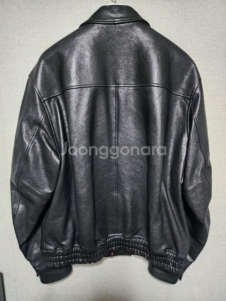 [XL][1회착] 아트이프액츠 램스킨 레더 블루종 블랙--2