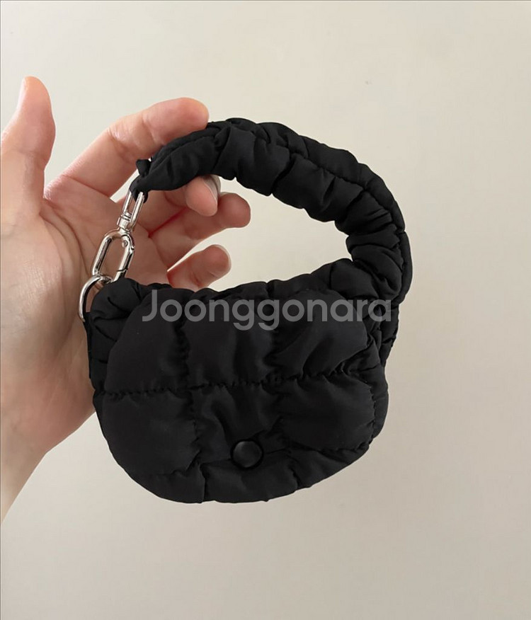 퀼팅 키링 백참 / 미사용, 블랙--0