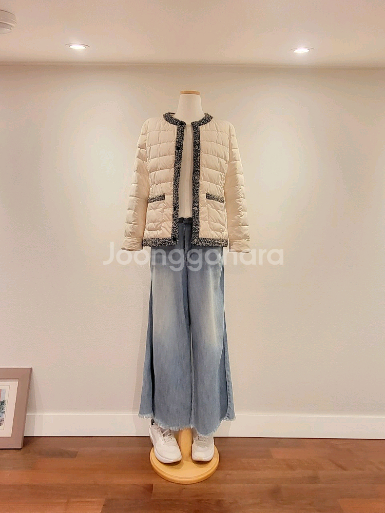 트위드 트리밍 경량 패딩 자켓 (S/55~66)--0