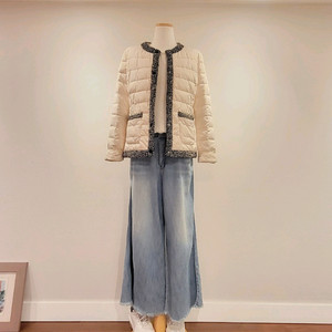 트위드 트리밍 경량 패딩 자켓 (S/55~66)