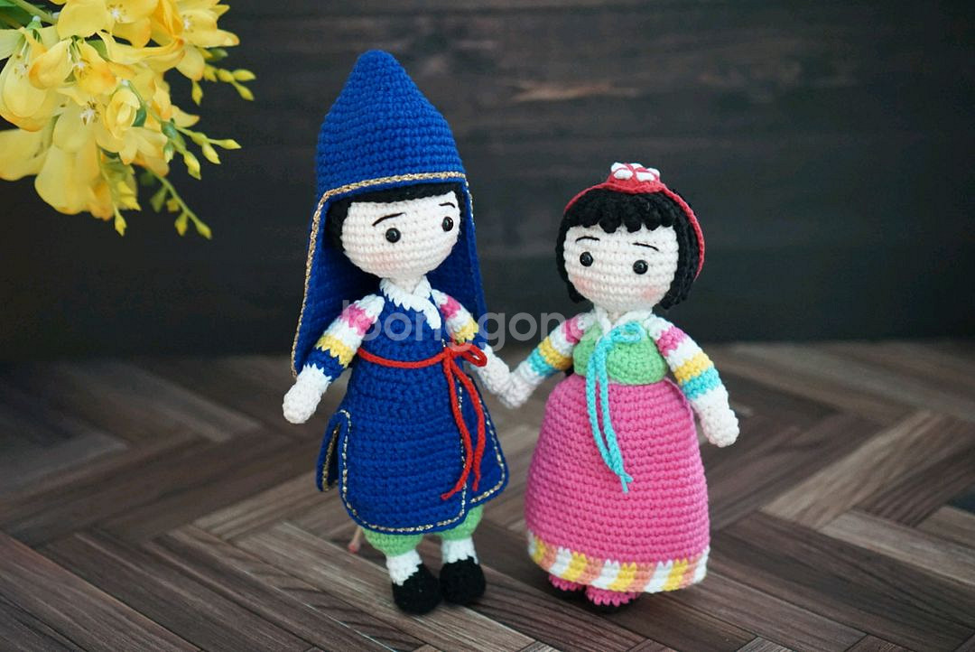 한복입은 도령, 아씨 손뜨개 인형 (계좌거래)--0