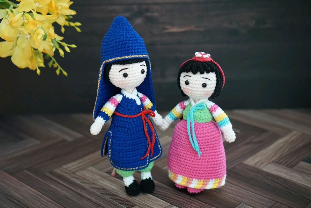 한복입은 도령, 아씨 손뜨개 인형 (계좌거래)--0