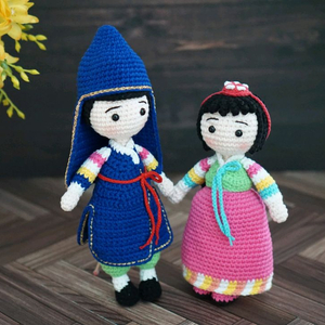 한복입은 도령, 아씨 손뜨개 인형 (계좌거래)