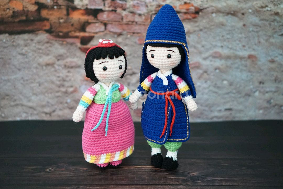 한복입은 도령, 아씨 손뜨개 인형 (계좌거래)--5