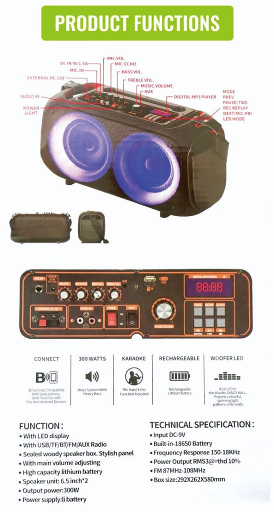 최고급형 더블 블루투스 스피커 파티박스 NDR-Q68--5