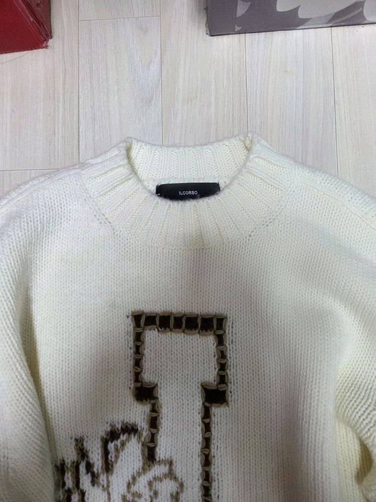 일꼬르소 정품 아이보리 니트 오버핏 100사이즈 이미지
