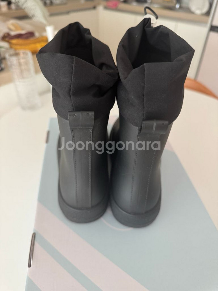 리끌로우 셔링 레인부츠 블랙 36--2