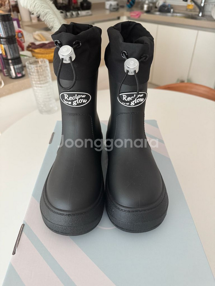 리끌로우 셔링 레인부츠 블랙 36--0