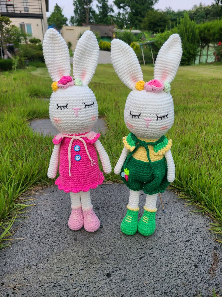 토끼 손뜨개 코바늘 인형 (계좌거래)--1