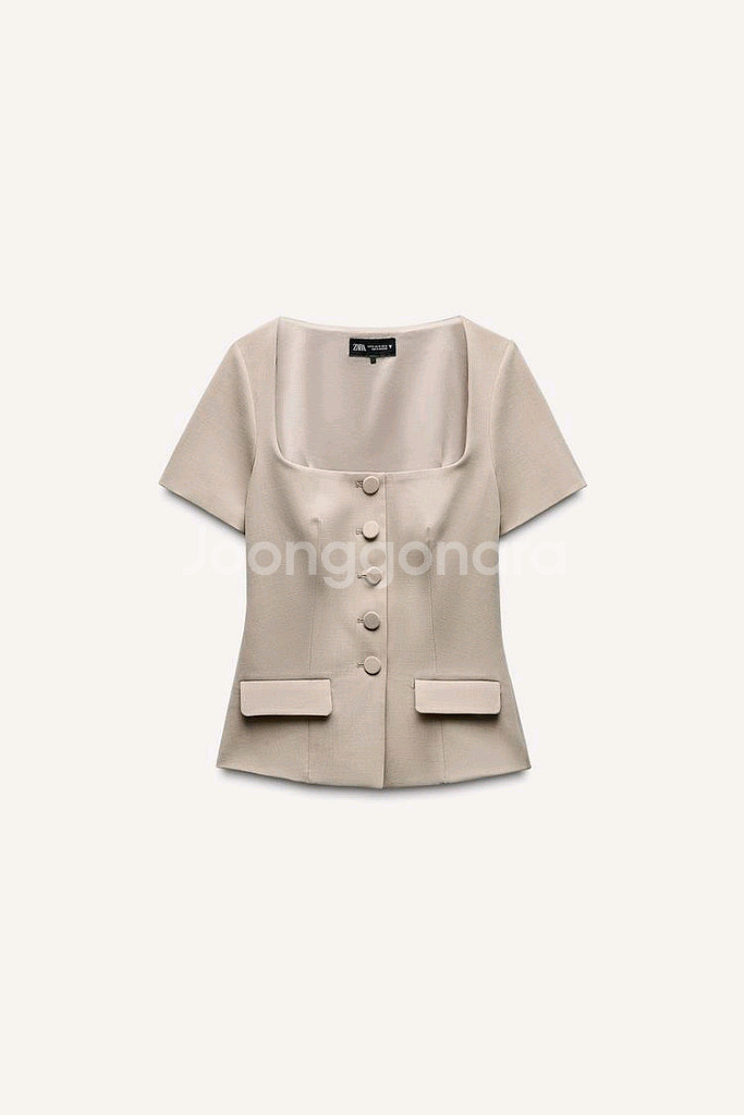 자라 스퀘어넥 블라우스 자켓 xs--2