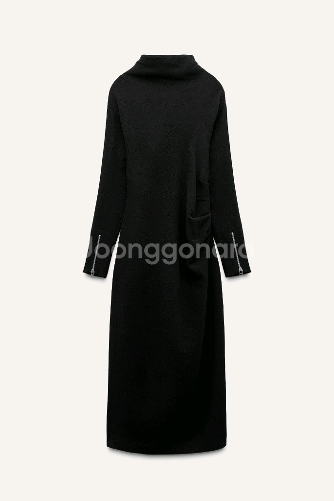 자라 zw컬랙션 울혼방 지퍼 롱 원피스--2