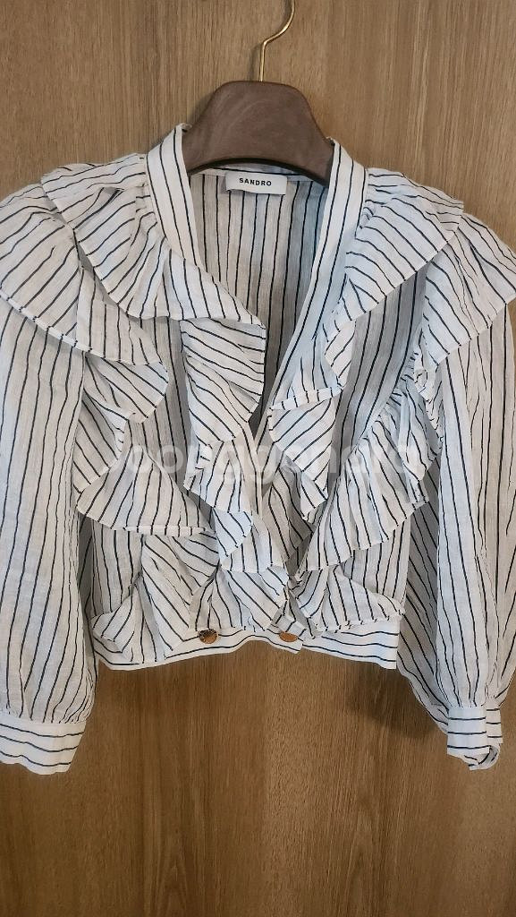 산드로 Sandro 러플블라우스 크롭--1