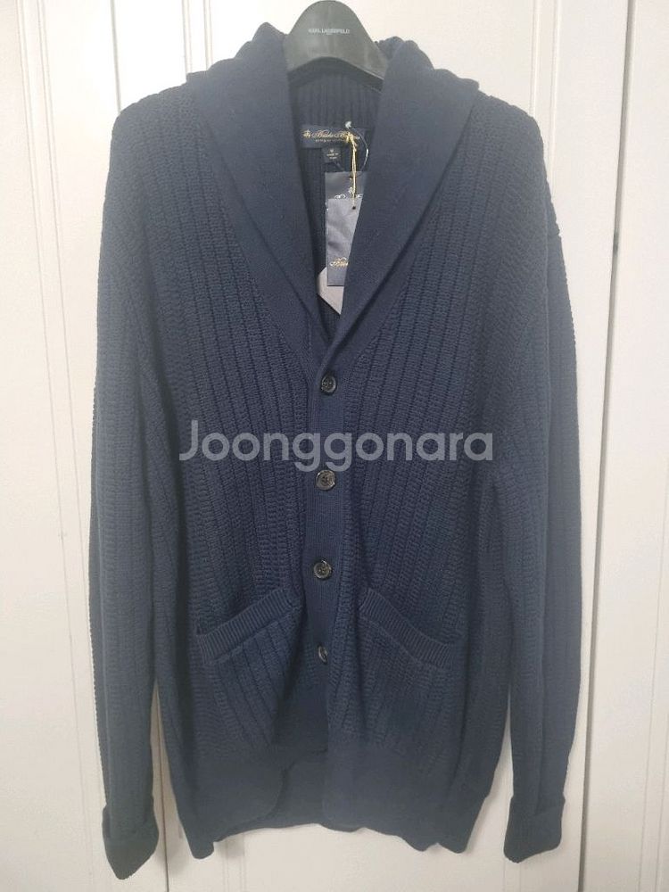 (새상품)브룩스브라더스 코튼 립 숄 남성 네이비 가디건--2