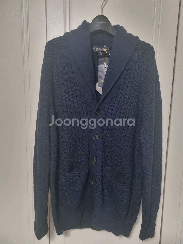 (새상품)브룩스브라더스 코튼 립 숄 남성 네이비 가디건--3