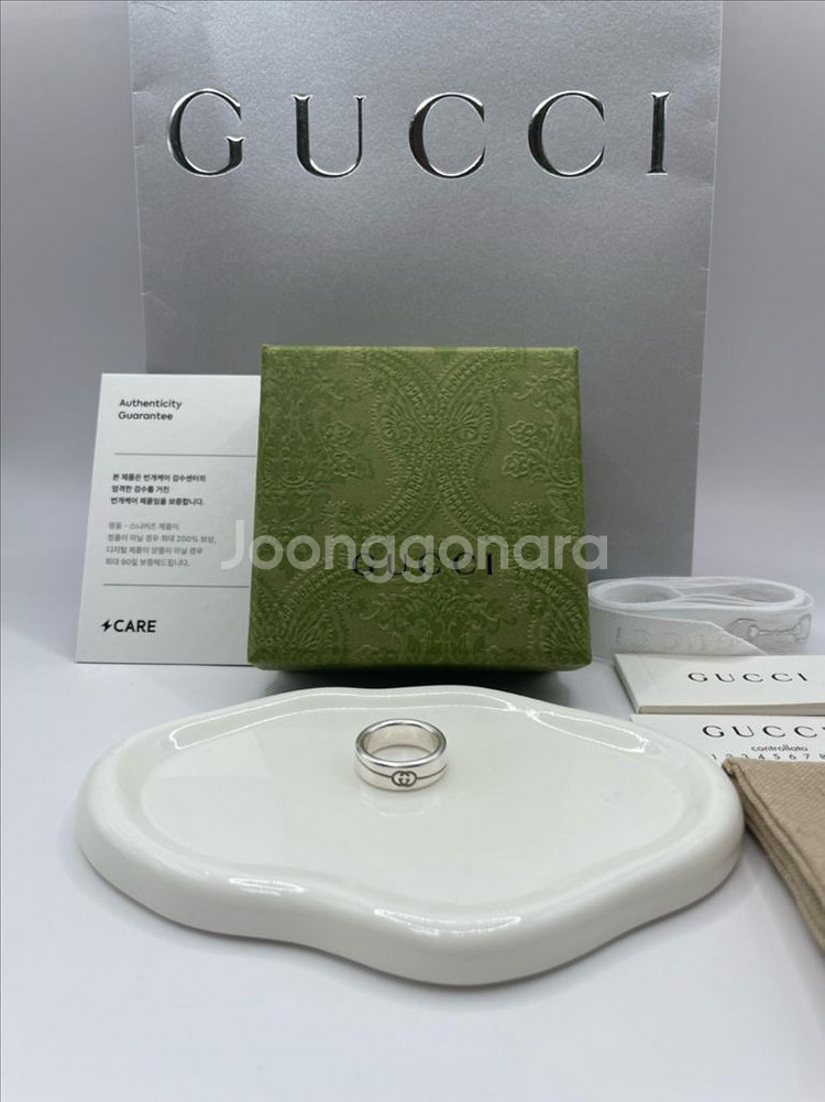 구찌 반지 7호 다이애그널 인터로킹 G 링--0