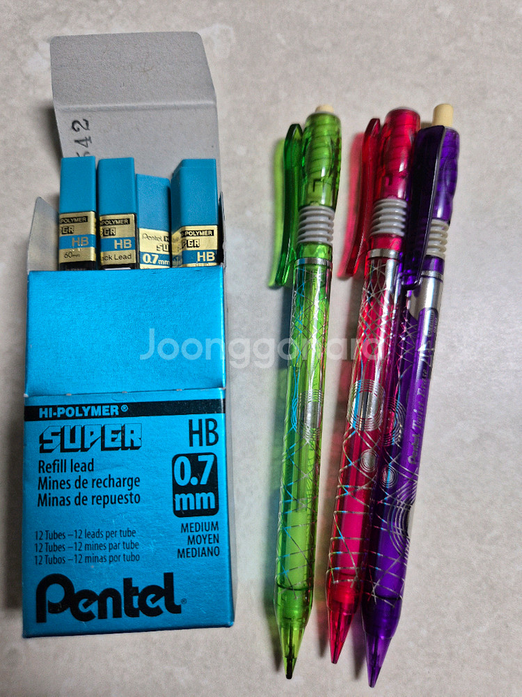 펜텔 하이폴리머 슈퍼 HB 0.7mm 샤프심과 샤프 3--1