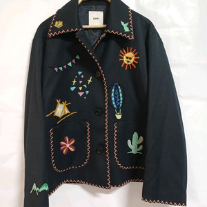 (XS,실측95)한섬 SJYP 페스티벌 자수자켓 네이비