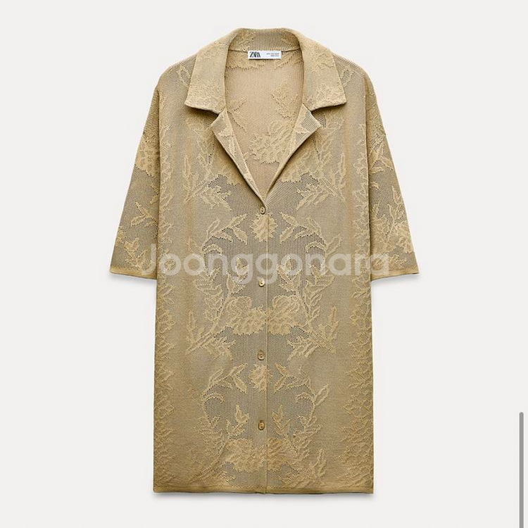 zara 자라 자카드 니트 오버사이즈 폴로셔츠--6