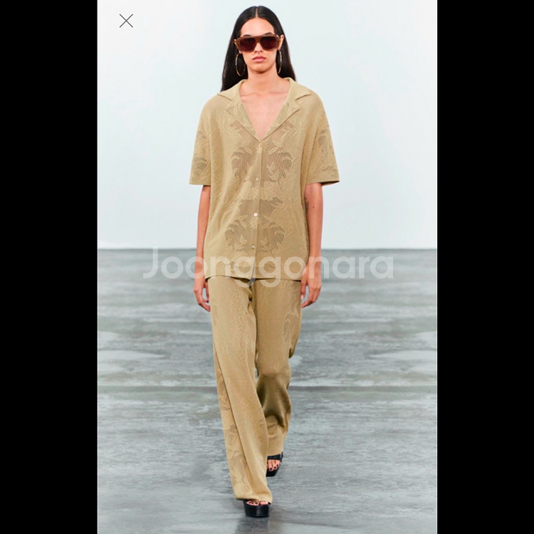 zara 자라 자카드 니트 오버사이즈 폴로셔츠--8