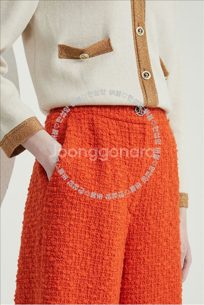 한섬 타임 TIME 울 트위드 부클레 와이드 팬츠 바지--2