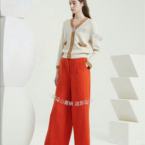 한섬 타임 TIME 울 트위드 부클레 와이드 팬츠 바지