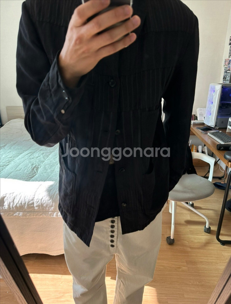 꼼데가르송 옴므 블랙 패치워쿠 스트라이프 자켓 M--4