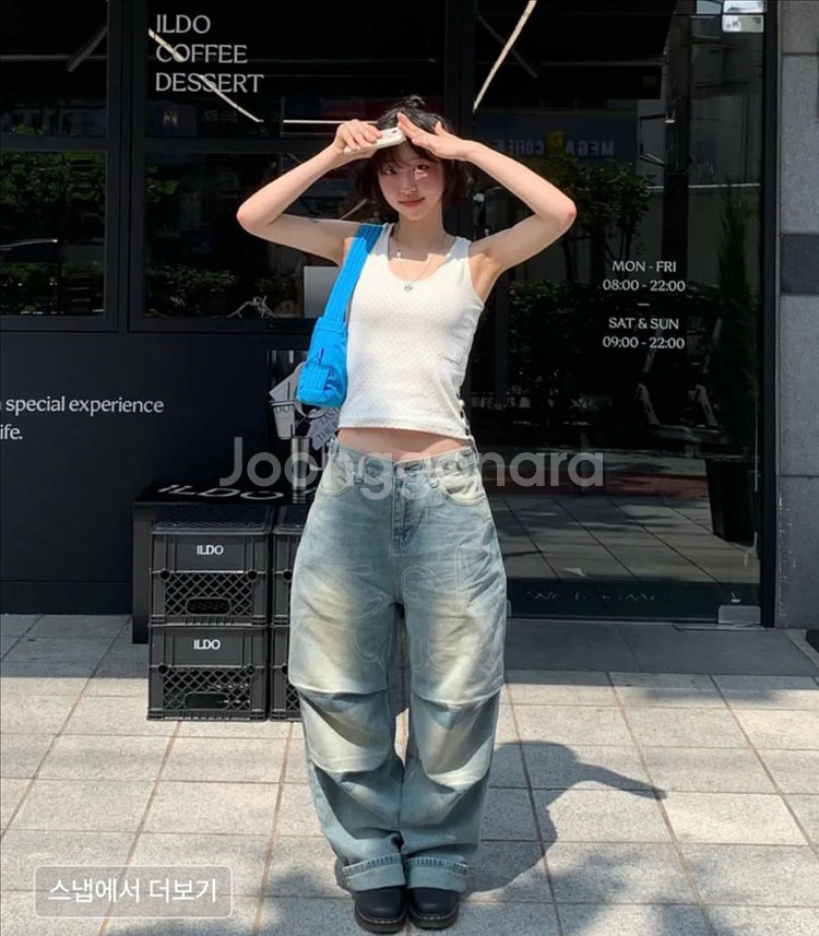 팬시클럽 엔젤 빈티지 워싱 핀턱팬츠 (BLUE)--2