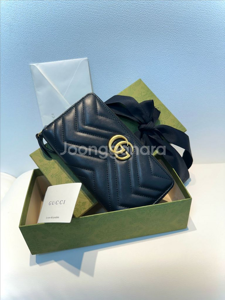 [새상품급] 구찌 GG 마몬트 마틀라세 장지갑 블랙--0