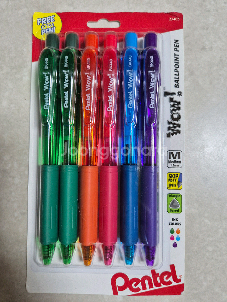펜텔 Wow! 볼펜 6개 세트 미디움 1.0mm--0