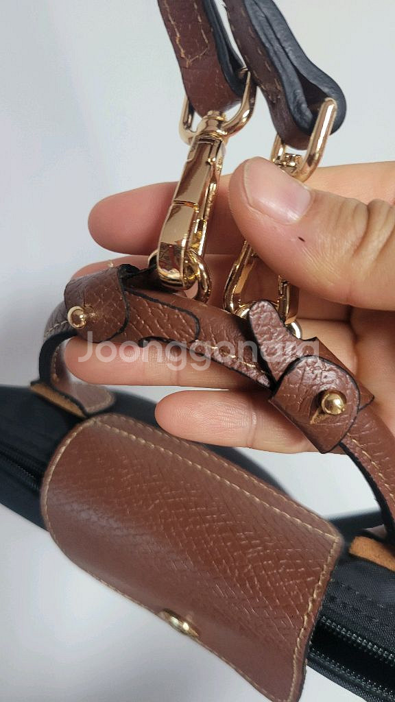 정품 롱샴 르 플리아쥬 미니 블랙 + 스트랩--7