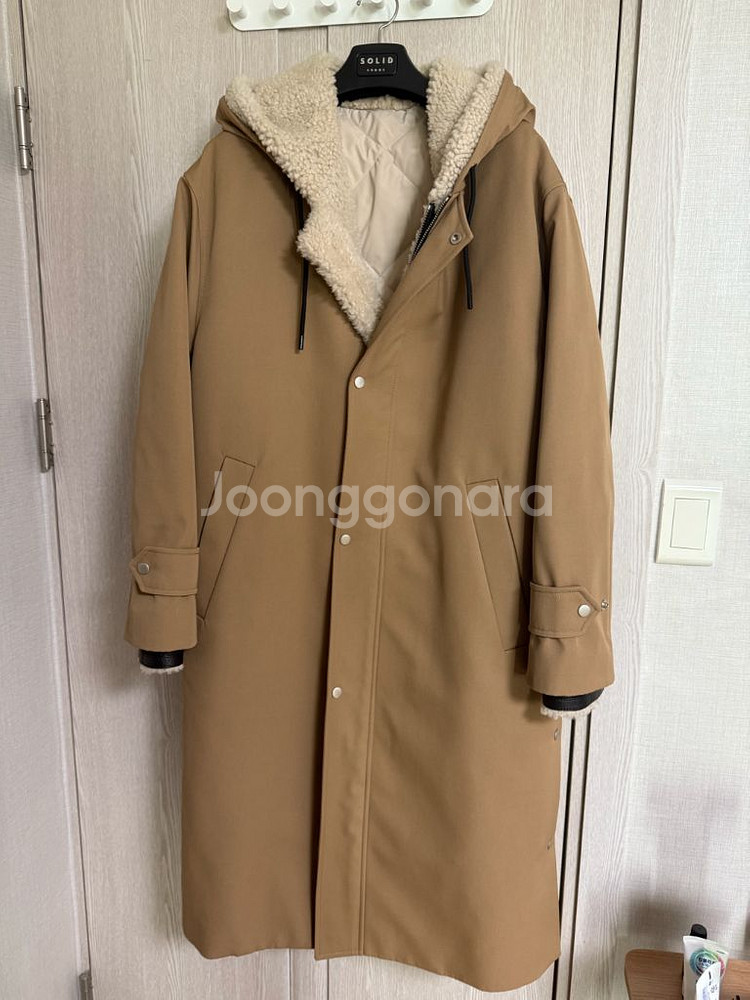 솔리드옴므 무스탕 레이어드 롱코트 46사이즈 판매--1