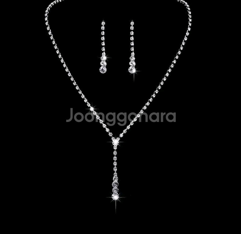 [새상품] 크리스탈 보석 목걸이 + 귀걸이 2종 세트--4