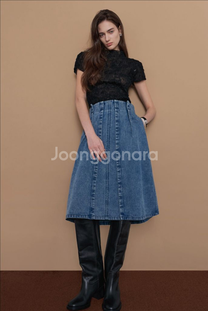 할인 25. 랑방 신제품 데님 플레어 스커트 정가 58--0