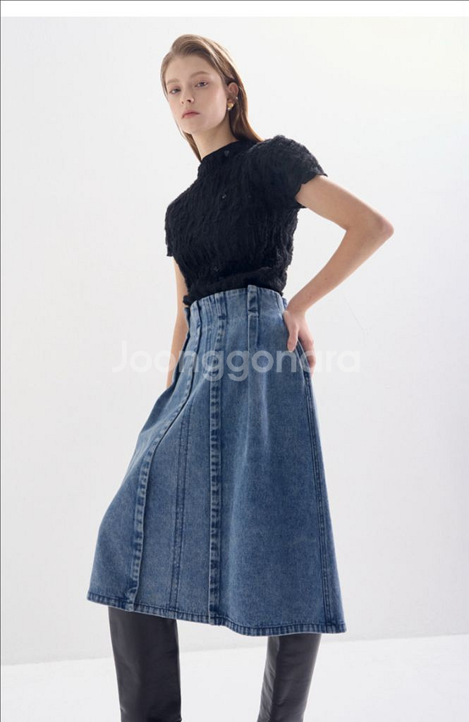 할인 25. 랑방 신제품 데님 플레어 스커트 정가 58--2