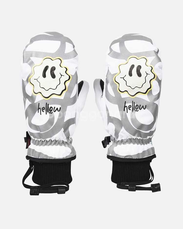 헬로우 스키 보드 장갑 벙어리장갑 스마일 새제품--0