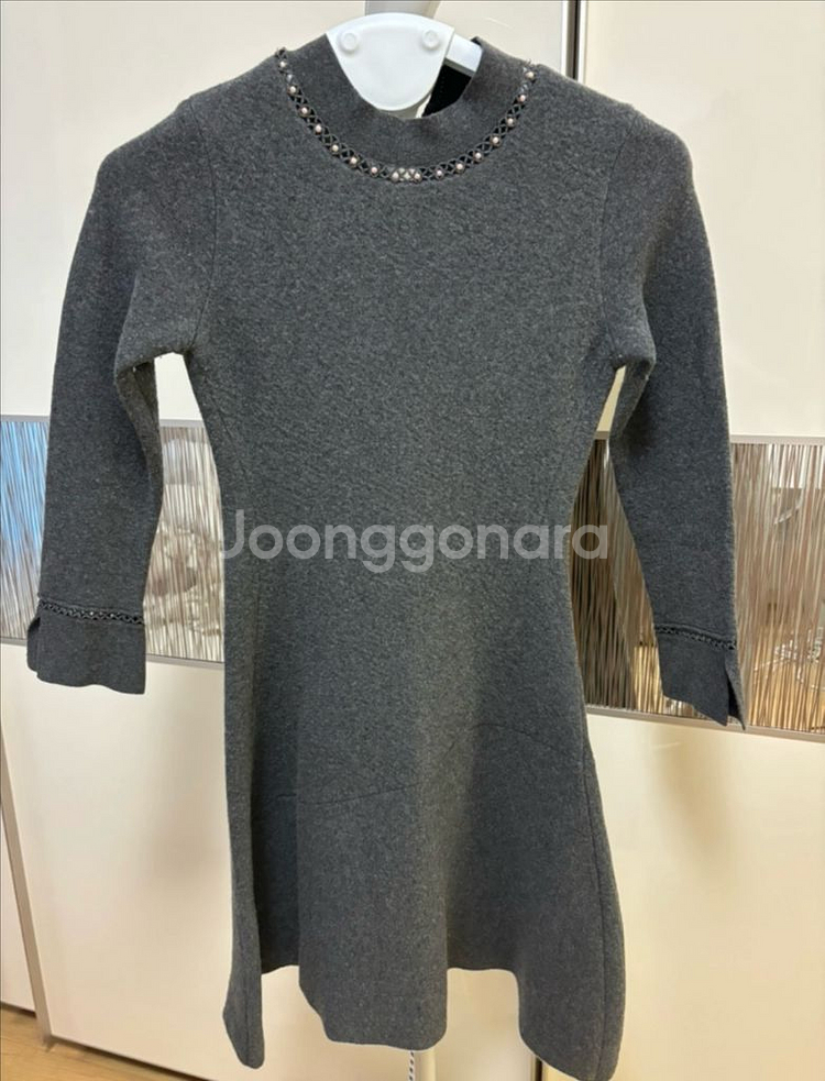 한섬 마인 진주 니트원피스 그레이--0