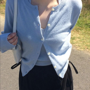 새제품) 모도 홀터 나시 가디건 세트 밀키스카이